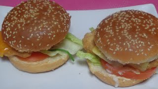 عملت ساندوتشات تشيكن زنجر بتاعة المطاعم بمساعدة ابنيKFC Zinger Burger...تعليم الطبخ للمبتدئات