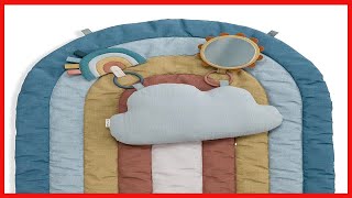 Itzy Ritzy Tummy Time Play Mat, Includes Cloud-Shaped Bolster, Mirror & Crinkle Sound Toy, Rainbow