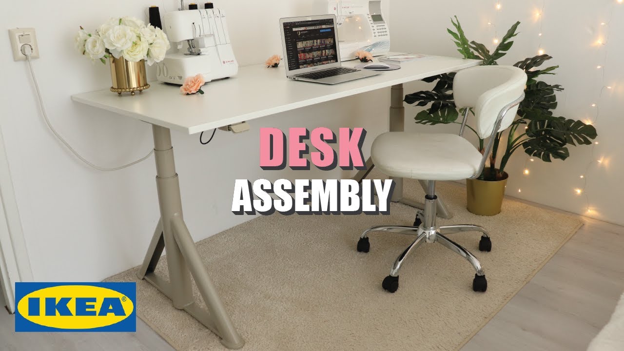 diy ikea idasen sit stand desk assembly with thyge tabletop youtube