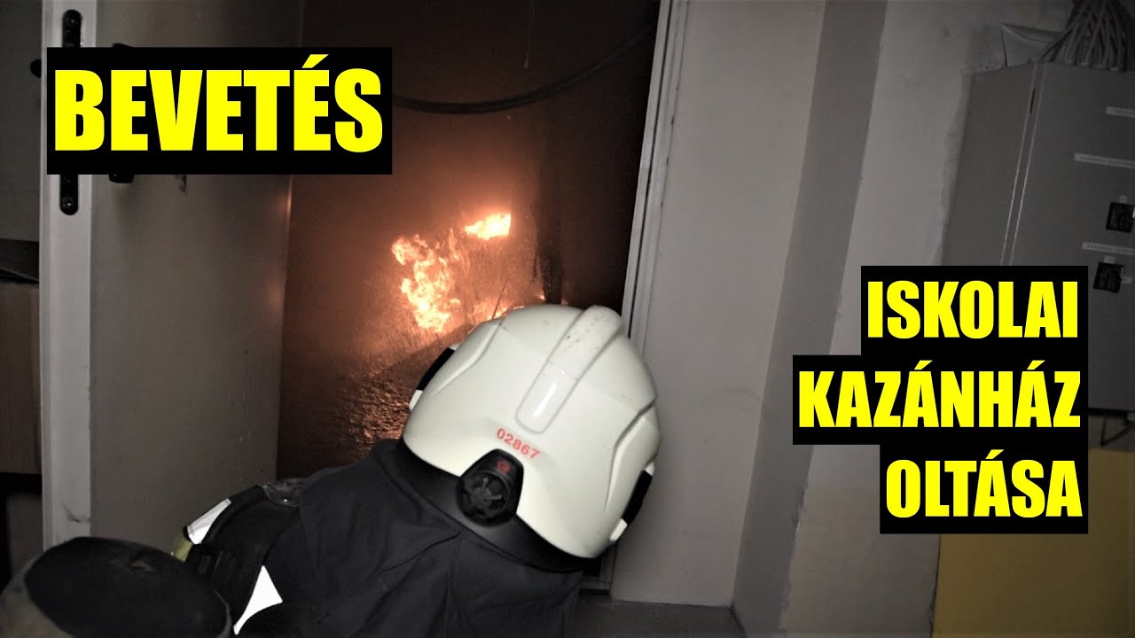 TŰZOLTÓK BEVETÉSEN l iskolai kazánház oltása