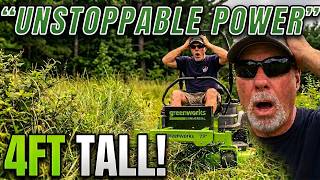 Don't Try This with Your Mower! (4ft Tall Weeds) #Greenworks