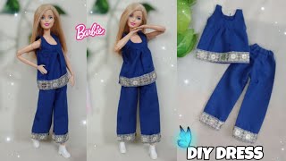DIY wide leg pant & mini top for Barbie doll |doll dress making easy |A-Doll designer❤️ screenshot 5