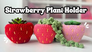 How To Crochet a Cute Strawberry Plant Holder! Free Crochet Pattern @ACraftyConcept