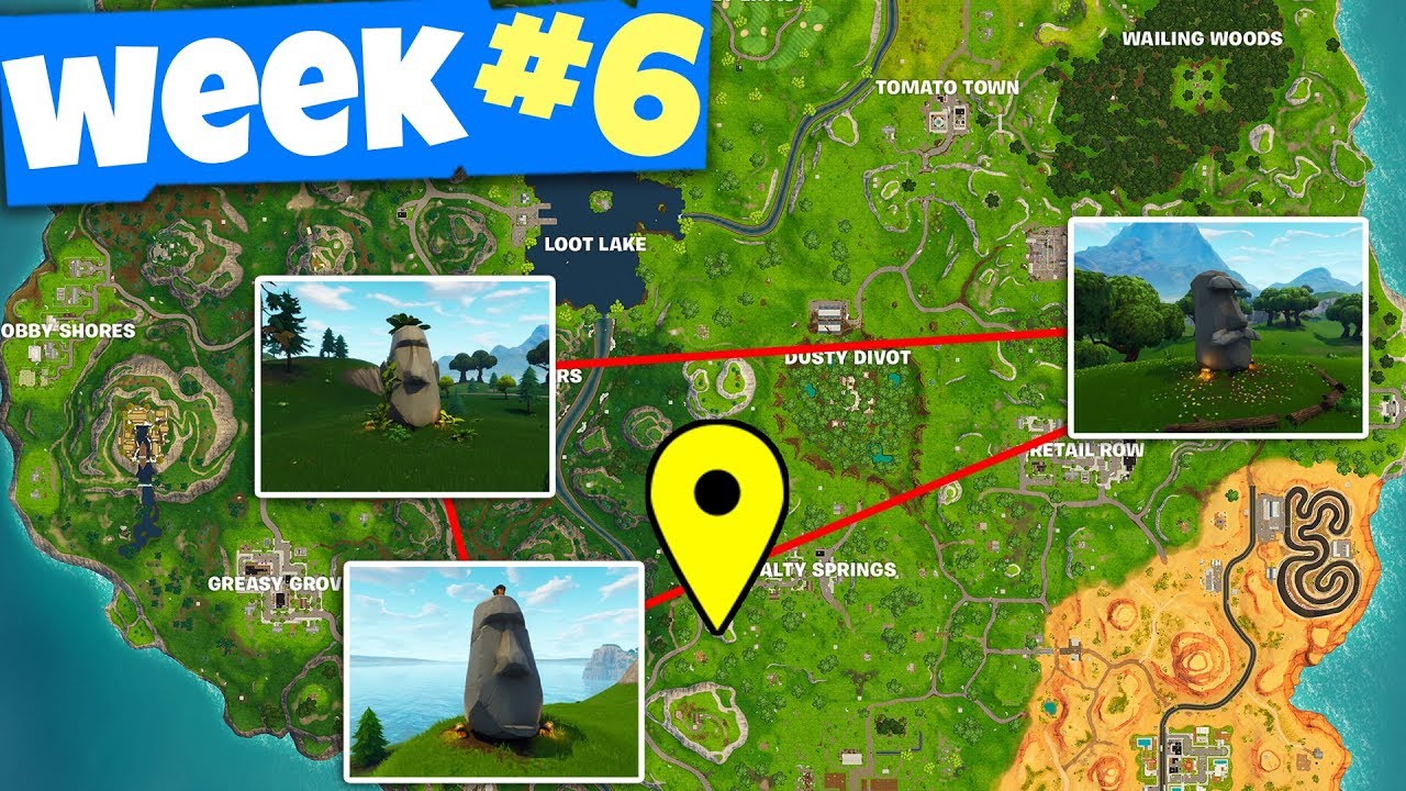 Fortnite Week 6 Challenge: Search Where Stone Heads Are Looking (Season 5)