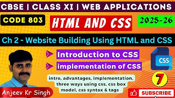 Class 11 Web Applications | Introduction to CSS & Types of CSS Explained | Chapter 2 | Code 803 CBSE