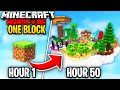 I survived 50 hours in one block skyblock in minecraft hardcore