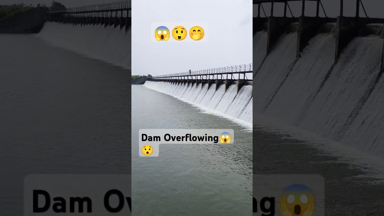 Dam overflow due to heavy rain 😱 