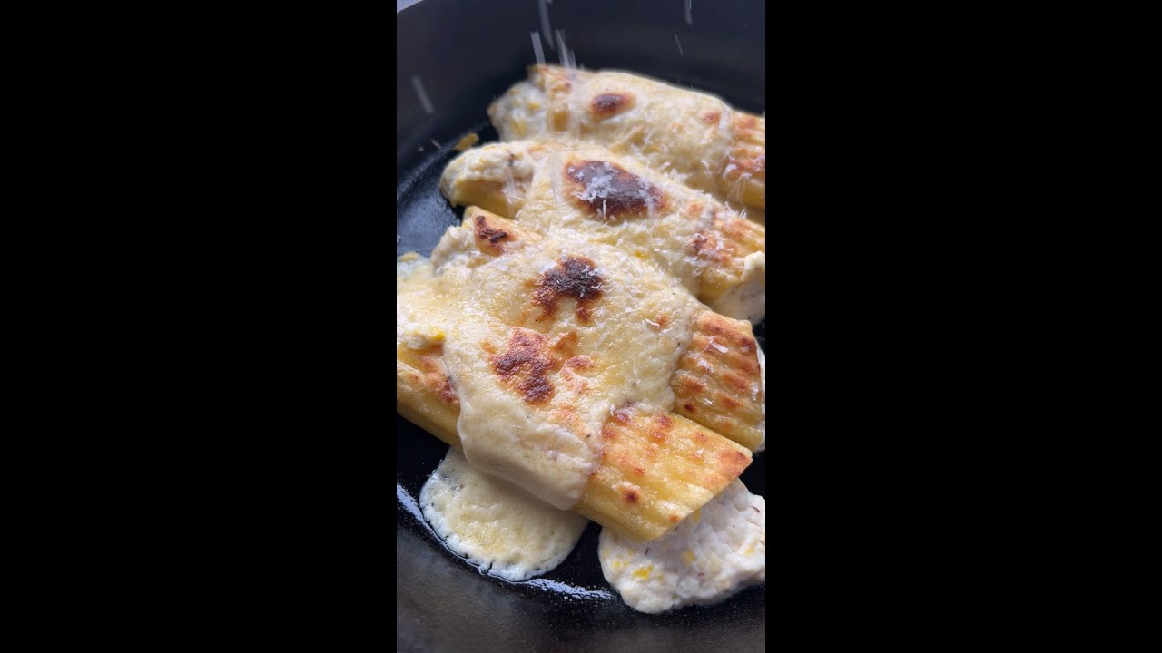 GRILLING Pasta! ☀️ Grilled Corn + Crab Manicotti w/ Lemon Old Bay Béchamel  - YouTube