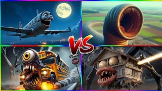 MONSTER HOUSE 🆚 SCHOOLBUS 🆚 ZOONOMALY EATER | Tiles Hop EXE Battle
