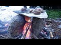 Cooking Wild Meat in Caul Fat ASMR (Silent)! | Stone Age-Cooking Heart, Tongue, Kidneys, Organs