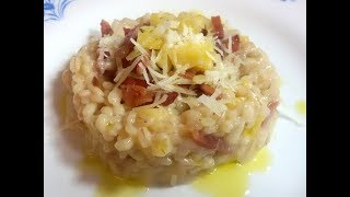 Orzotto mela speck ed Asiago stagionato