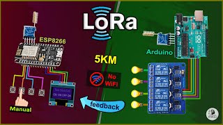 LoRa Project Arduino ESP8266 control Relay with feedback | Lora Tutorial using RYLR998 Lora module