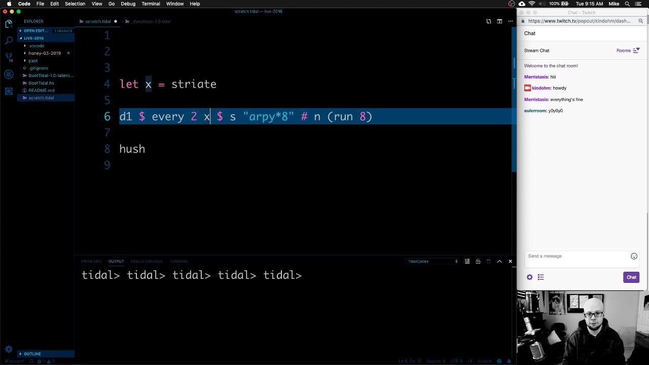 Live Stream: TidalCycles custom functions