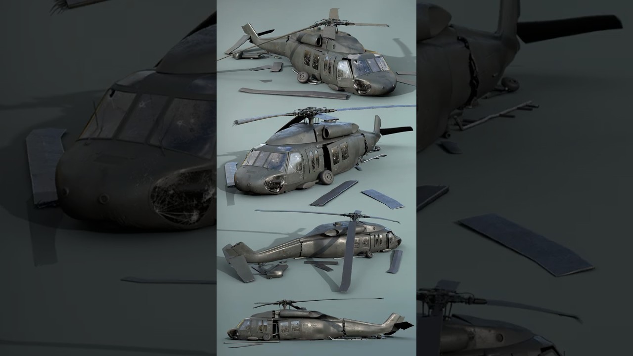 3D Modelling a Crashed Blackhawk Helicopter | Autodesk Maya + Substance 3D Painter |  