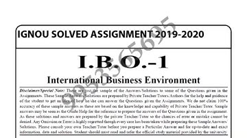 IBO-1 Solved Assignment 2019- 20