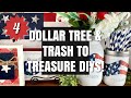 4 DOLLAR TREE &amp; THRIFT TRASH TO TREASURE FARMHOUSE DIY CRAFTS for your PATRIOTIC HOLIDAY DECOR!