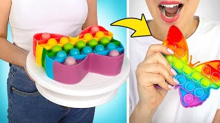 TARTA POP IT ARCO IRIS || Prueba las mejores recetas de tartas de todos los tiempos