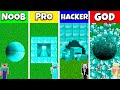 DIAMOND TUNNEL PIT HOUSE BUILD CHALLENGE - Minecraft Battle NOOB vs PRO vs HACKER vs GOD / Animation