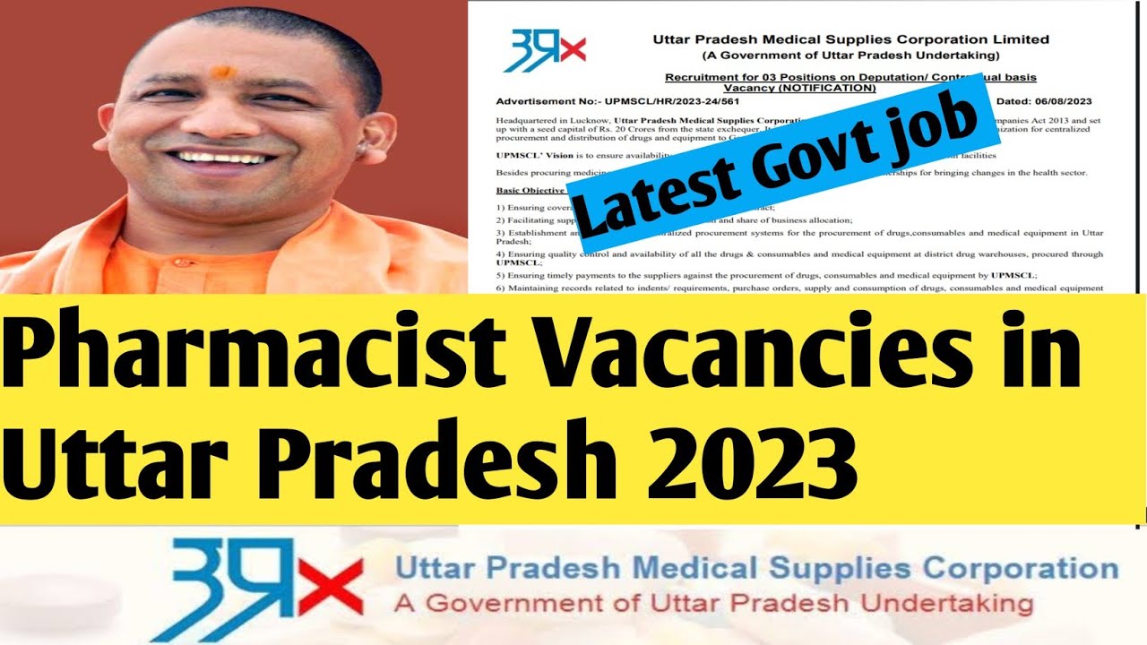 Latest pharmacist Vacancies in Uttar Pradesh 2023// Pharmacist Vacancies