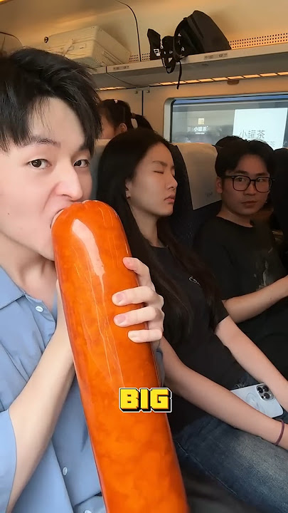 How to REALLY Pass Time on a Train ( Eating Giant Sausage, Spicy Strips Mukbang )