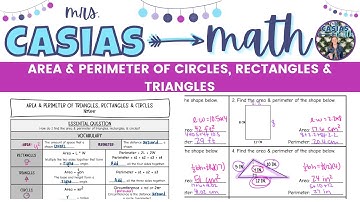 Area and Perimeter of Circles Rectangles and Triangles | 8th Grade Math Pre-Algebra