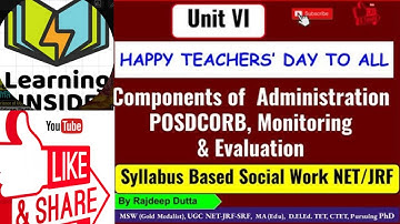 NTA UGC NET/JRF/PhD I Social Work I POSDCORB Monitoring & Evaluation I Unit 6 I L-02
