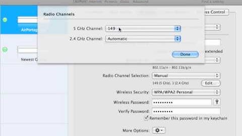 Selecting a 5 GHz Channel in AirPort Utility
