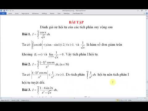 Video Bài tập xét sự hội tụ của tích phân suy rộng có cận vô... - youtube