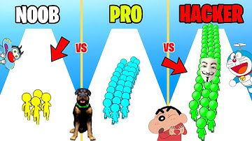 NOOB VS PRO VS HACKER VS GOD IN RUNNER PUSHER 3D WITH SHINCHAN & CHOP & OGGY !
