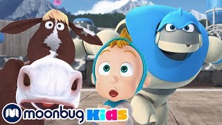 Mission Moo Moo - with Subtitles | Arpo the Robot | Cartoons for Kids | Moonbug Literacy