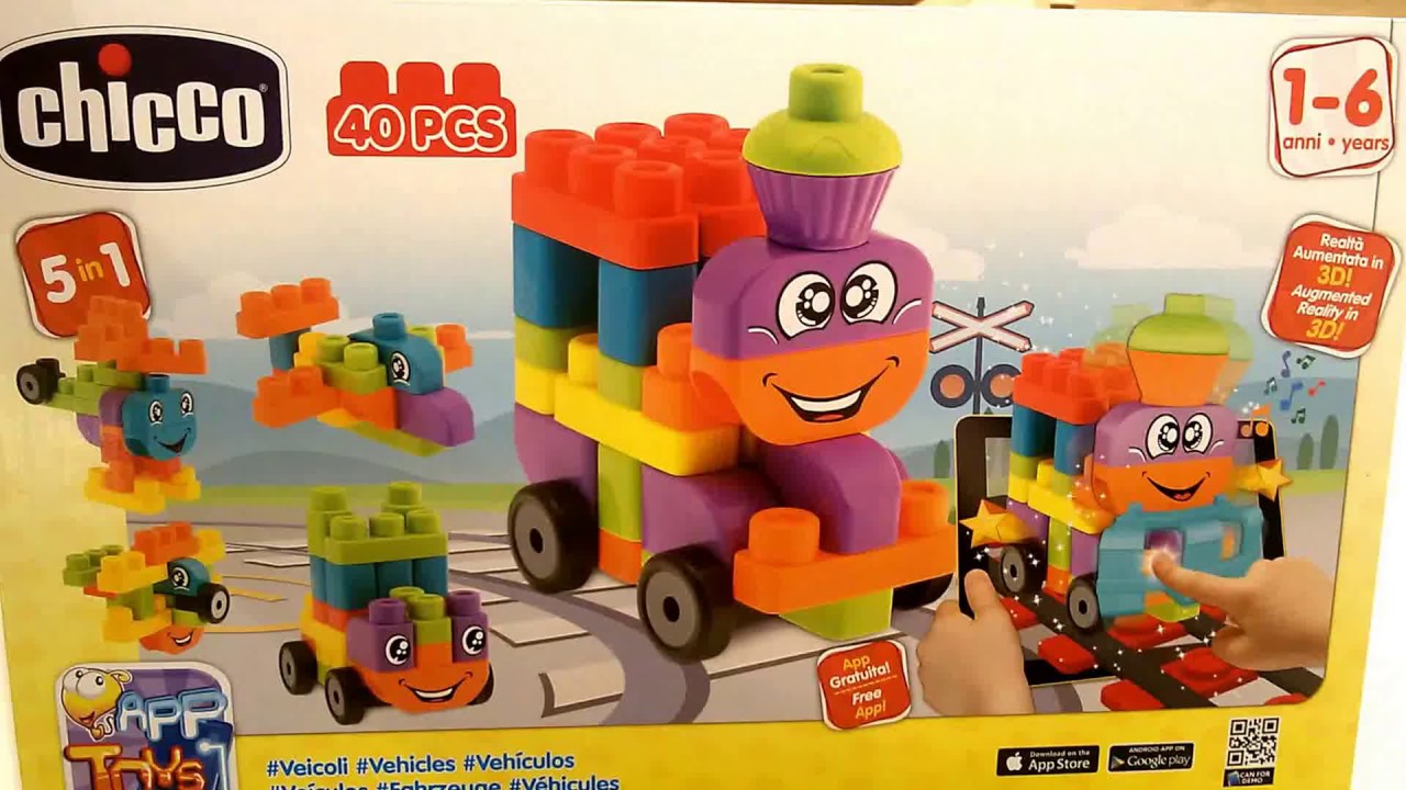 Обзор Chicco. App Toys. Конструктор "Транспортные средства" 40 элементов.