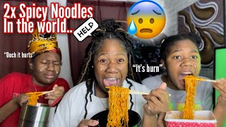 EATING 2x SPICY NOODLES (Challenge) 🥵😱