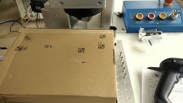 Barcode printing on the carton box  By Fiber laser marking machine from TAIQI Machine Factory