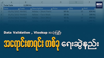 Data Validation , Vlookup အသုံးပြုပြီး အရောင်းစာရင်း တစ်ခု ရေးဆွဲနည်း