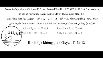 Toán 12: Trong không gian với hệ tọa độ Oxyz cho ba điểm A(a;0;0),B(0;b;0),C(0;0;c)