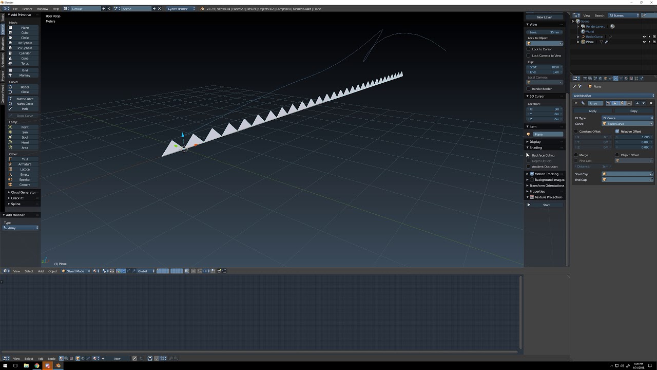 Blender - Array Modifier & Curve Deform - YouTube