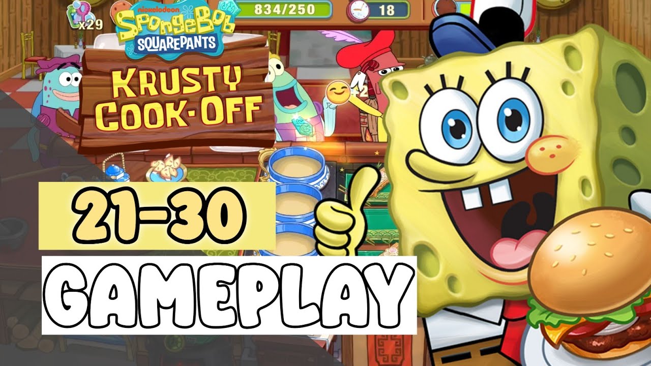 WET NOODLE ISLAND IN THE SKY Level 21-30- SpongeBob: Krusty Cook-Off - Gameplay Walkthrough