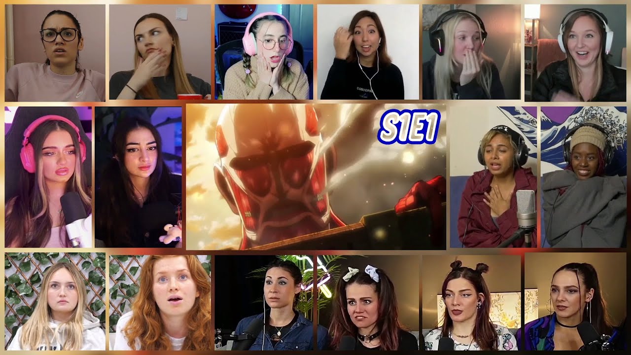 Attack on Titan Season 1 Episode 1 Girls Reaction Mashup | Shingeki no Kyojin 進撃の巨人