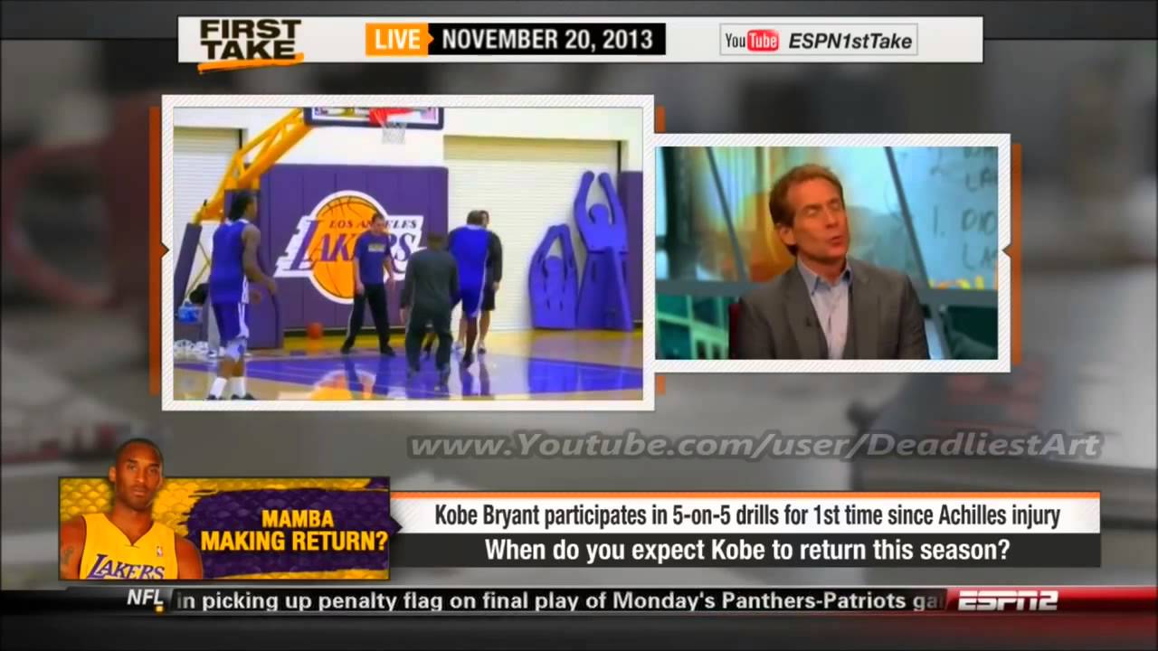 ESPN First Take Kobe Bryant participates in practice drills for 1st