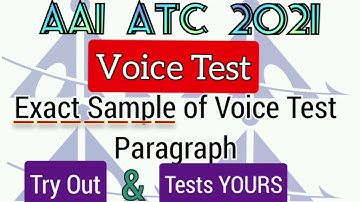 AAI ATC 2021||Voice Test || Sample Reading passage||no stammering while reading|| Air traffic