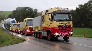 BAUMANN heavy transport in germany with 5 trucks