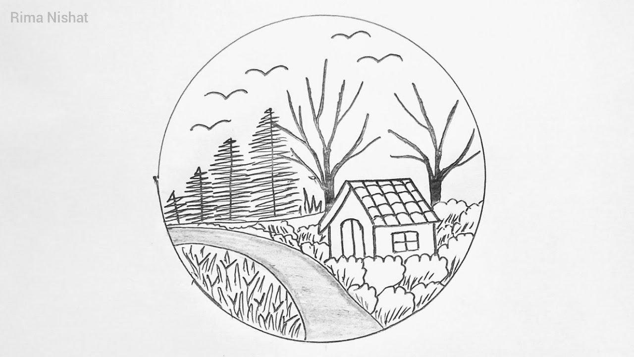 How to Draw a Beautiful Garden House | Step by Step Easy Drawing for Beginners