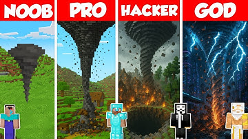 Tornado Protect Base Build Battle Challenge - Noob vs Pro vs Hacker vs God - Minecraft Animation