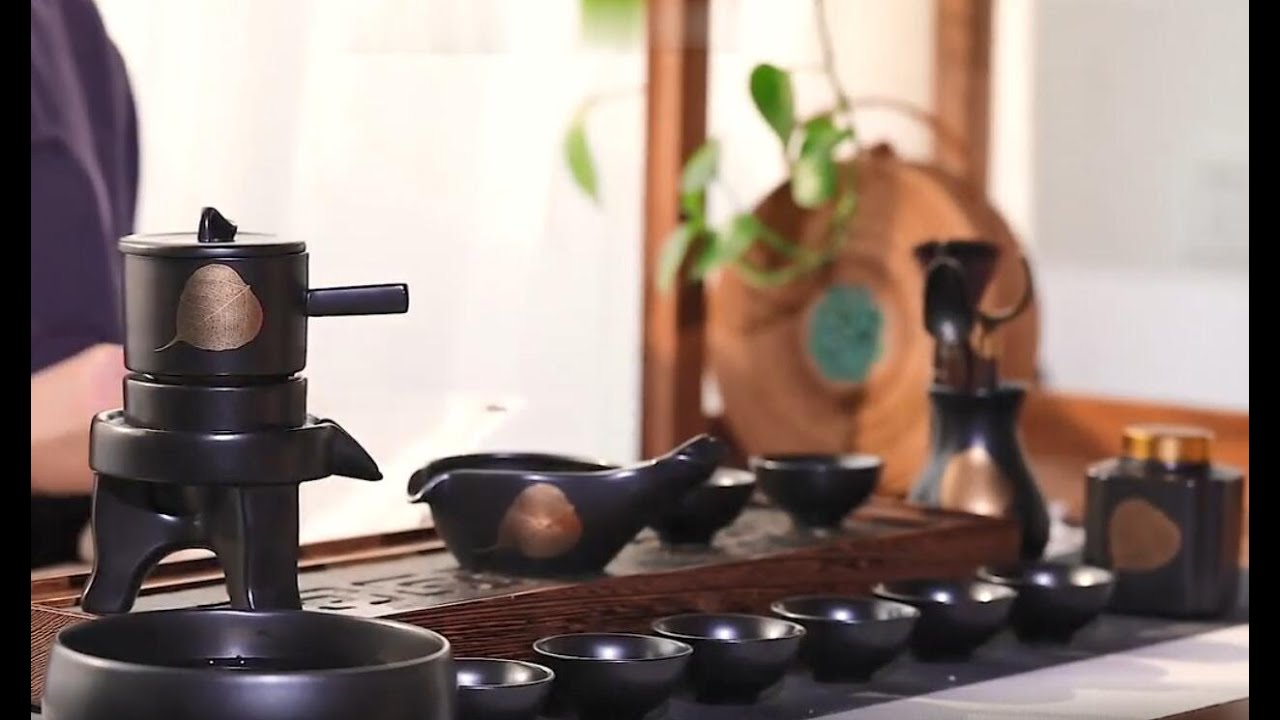 Black Ceramic Automatic Gongfu Tea Set