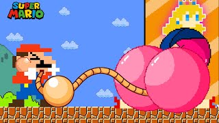 Super Mario Bros. but Mario make Peach to Giant BUTT in Door Hole | Game Animation