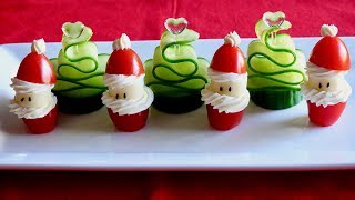 Tomato Santa and Cucumber Christmas Tree Recipe - Japanese Cooking 101