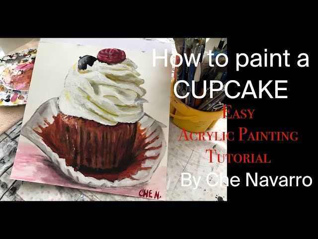 Cupcake Painting - Step By Step Acrylic Tutorial - Easy For Beginners