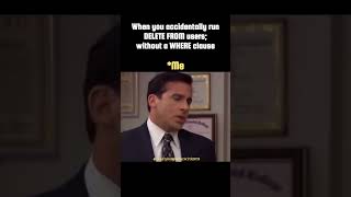 "When DELETE FROM goes wrong 😱" #memes #database #sql @LearnComputerWithRCS