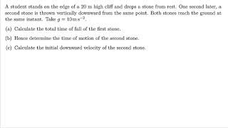 Free Fall Problem ~ Kinematics 