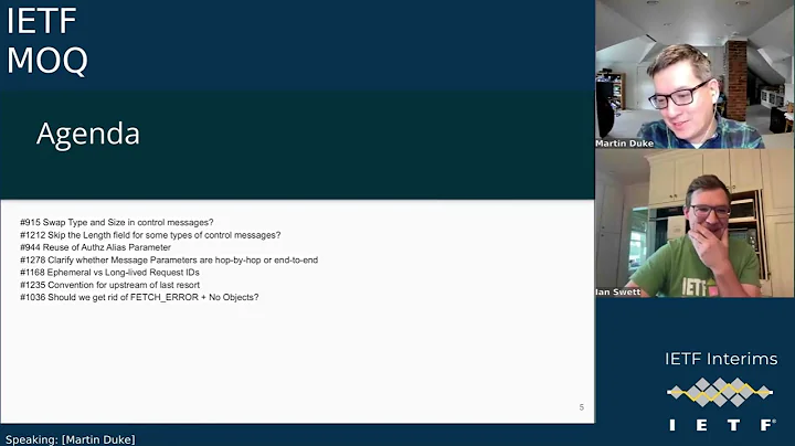 IETF interim: Media Over QUIC (MOQ) 2025-10-08 16:00